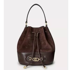 Ralph Lauren Suede Large Andie Drawstring Bag